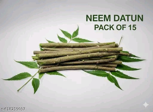 Natural Neem Datun Sticks Pack of 15 | 100% Organic Fresh Neem Teeth Cleaning Sticks | Ayurvedic Oral Care for Strong Teeth & Healthy Gums | Chemical-Free Dant Manjan Alternative | Herbal Mouth Freshener