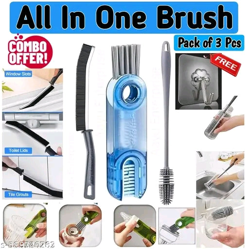 3-in-1 Cleaning Brush Compact Tool! Pack of 3