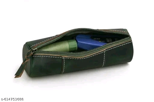 Premium Leather Combo Pencil Pouch | Multipurpose Leather Pouch for Office, School, Travel | Stylish & Durable Zipper Case | Unisex Leather Stationery Organizer