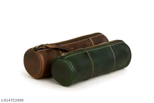 Premium Leather Combo Pencil Pouch | Multipurpose Leather Pouch for Office, School, Travel | Stylish & Durable Zipper Case | Unisex Leather Stationery Organizer