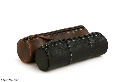 Premium Leather Combo Pencil Pouch | Multipurpose Leather Pouch for Office, School, Travel | Stylish & Durable Zipper Case | Unisex Leather Stationery Organizer