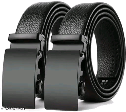 Men’s Genuine Leather Casual Belt for Men | Premium Quality Cowhide Leather | Durable Metal Buckle pack of 2