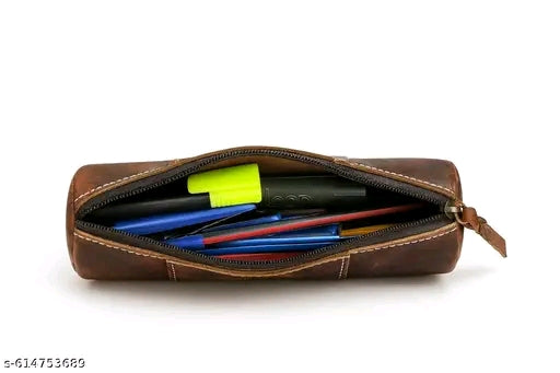 Premium Leather Combo Pencil Pouch | Multipurpose Leather Pouch for Office, School, Travel | Stylish & Durable Zipper Case | Unisex Leather Stationery Organizer